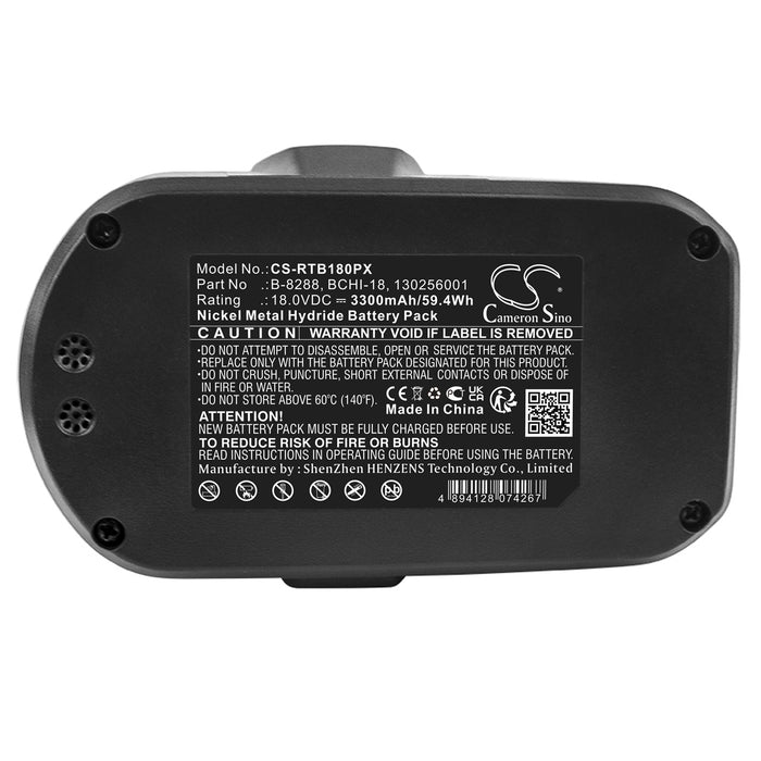 CS-RTB180PX : Battery for Ryobi CTH1802, CTH1802K, HD1800M and others - Replaces Ryobi B-8288, BCHI-18, BPT1027 and others