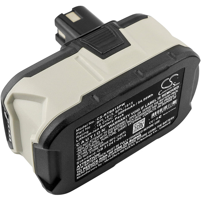 CS-RTB815PW : Battery for Ryobi ONE+ 18 Volt Cordless Tools, BID-1801M, BID-180L and others - Replaces Ryobi BPL1815, BPL-1815, BPL-1820G and others