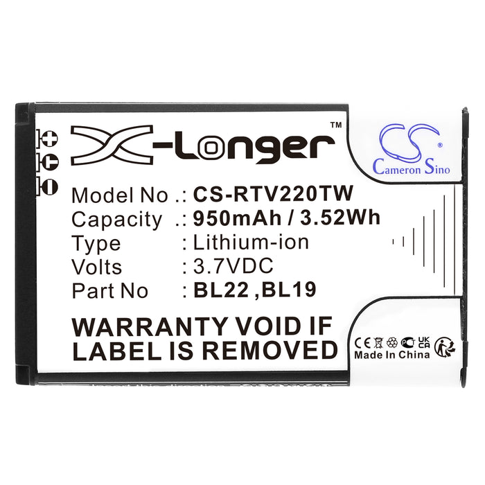 CS-RTV220TW : Battery for Retevis RT22, RT22S, DT22 and others - Replaces Retevis BL22, BL19