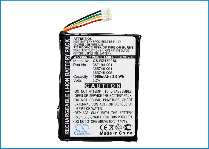 CS-RZ1700SL : Battery for HP iPAQ RZ1700, iPAQ RZ1710, iPAQ RZ1715 and others - Replaces HP 367194-001, 365748-001, 365748-005