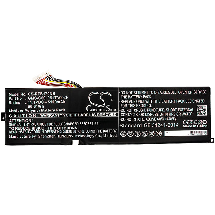 CS-RZB170NB : Battery for Razer RZ09-00830500-R3U1, RZ09-00830100-R3U1, Blade Pro 17 2012 and others - Replaces Razer GMS-C60, 3ICP8/38/83-2, 961TA002F