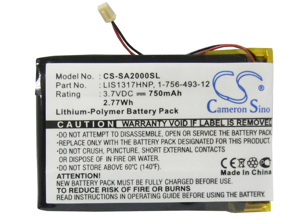 CS-SA2000SL : Battery for Sony NW-A2000, NW-HD3 - Replaces Sony LIS1317HNP, 1-756-493-12, 5427B