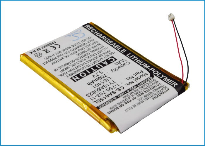 CS-SA615SL : Battery for Sony NWZ-S600, NWZ-S600F, NWZ-S610 and others - Replaces Sony 1-756-763-11, LIS1401, 7Y19A60823