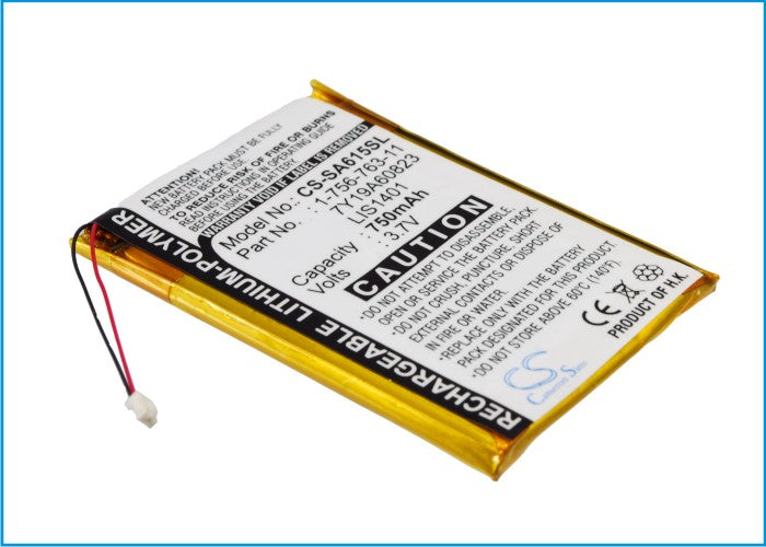 CS-SA615SL : Battery for Sony NWZ-S600, NWZ-S600F, NWZ-S610 and others - Replaces Sony 1-756-763-11, LIS1401, 7Y19A60823