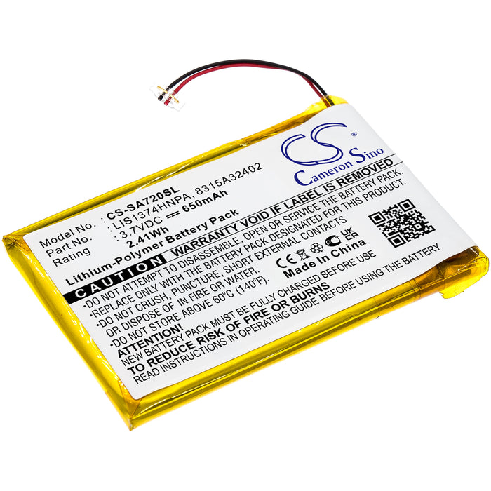 CS-SA720SL : Battery for Sony NWZ-A720, NWZ-A728, NWZ-820 and others - Replaces Sony 1-756-702-11, LIS1374HNPA, 8315A32402 and others