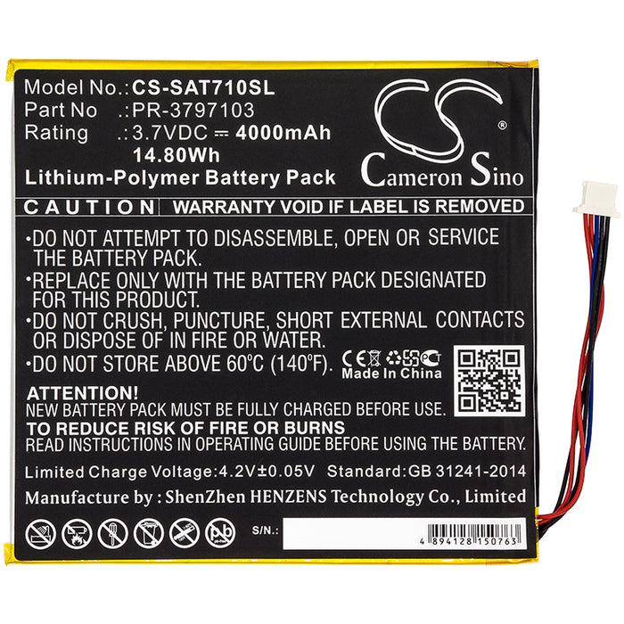 CS-SAT710SL : Battery for Insignia Flex NS, P08A7100 - Replaces Insignia PR-3797103