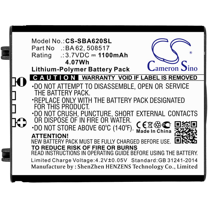 CS-SBA620SL : Battery for Sennheiser SK 6212, LM 6062, L 6000 and others - Replaces Sennheiser BA 62, 508517