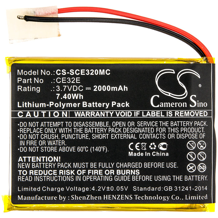 CS-SCE320MC : Battery for Safety Vision Prima Facie, SV-PRIMAFACE32E - Replaces Safety Vision CE32E