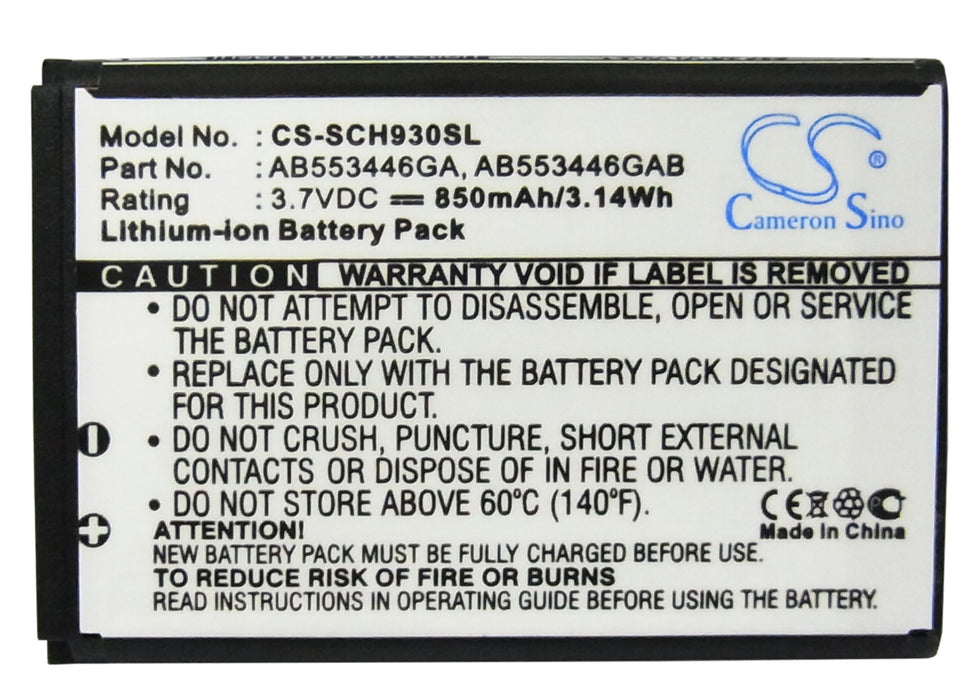 CS-SCH930SL : Battery for Samsung SCH-A930, SPH-A960, SCH-A990 and others - Replaces Samsung AB553446GABSTD, AB553446GAB, AB553446GA and others