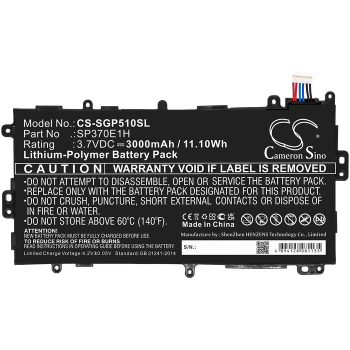 CS-SGP510SL : Battery for Samsung GT-N5100, Galaxy Note 8.0 32GB, Galaxy Note 8.0 and others - Replaces Samsung SP3770E1H