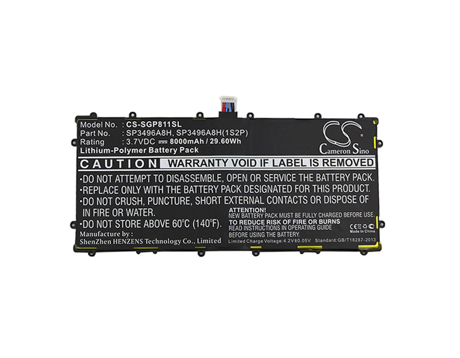 CS-SGP811SL : Battery for Google Nexus 10 - Replaces Google SP3496A8H, SP3496A8H(1S2P)