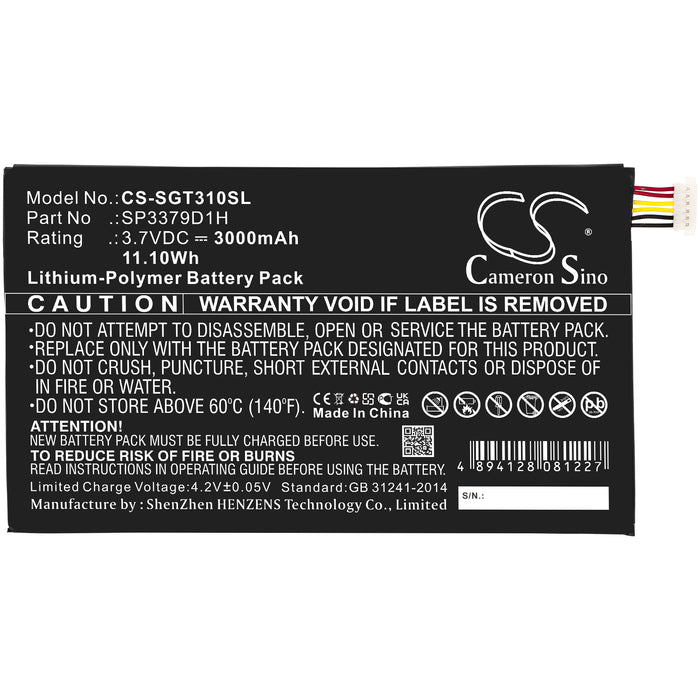 CS-SGT310SL : Battery for Samsung Galaxy Tab3, Galaxy Tab 3, SM-T310 and others - Replaces Samsung SP3379D1H, AAaD415JS/7-B