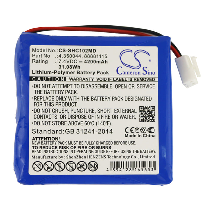 CS-SHC102MD : Battery for Schiller ECG AT102 +, Cardiovit AT102+, MS-2007 and others - Replaces Schiller 4.350044, 88881115