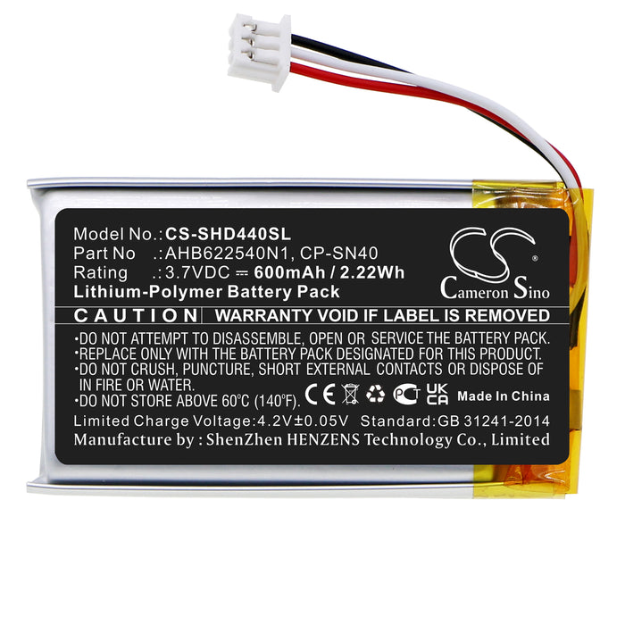 CS-SHD440SL : Battery for Sennheiser HD 4.50BTNC, Urbanite XL, Momentum 2.0 and others - Replaces Sennheiser AHB622540N1, CP-SN40