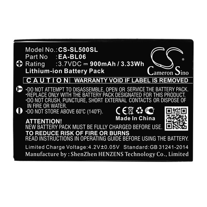 CS-SL500SL : Battery for Sharp Zaurus SL-5000, Zaurus SL-5000D, Zaurus SL-5500 and others - Replaces Sharp EA-BL06