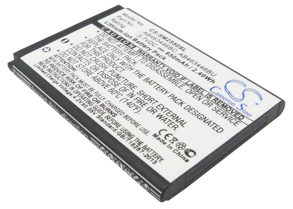 CS-SM2550SL : Battery for Samsung GT-E2520, GT-M2510, GT-E1150 and others - Replaces Samsung AB463446BC, AB463446BU