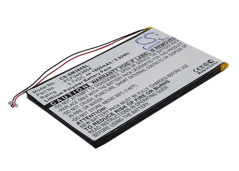 CS-SM385SL : Battery for Samsung Napster MP3 player, YP106G, PMPSGY910 and others - Replaces Samsung PCF345385A