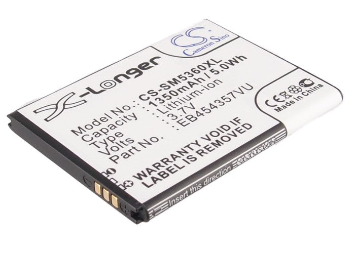 CS-SM5360XL : Battery for Samsung GT-S5360, Galaxy Y, GT-S5380 and others - Replaces Samsung EB454357VU, EB454357VA