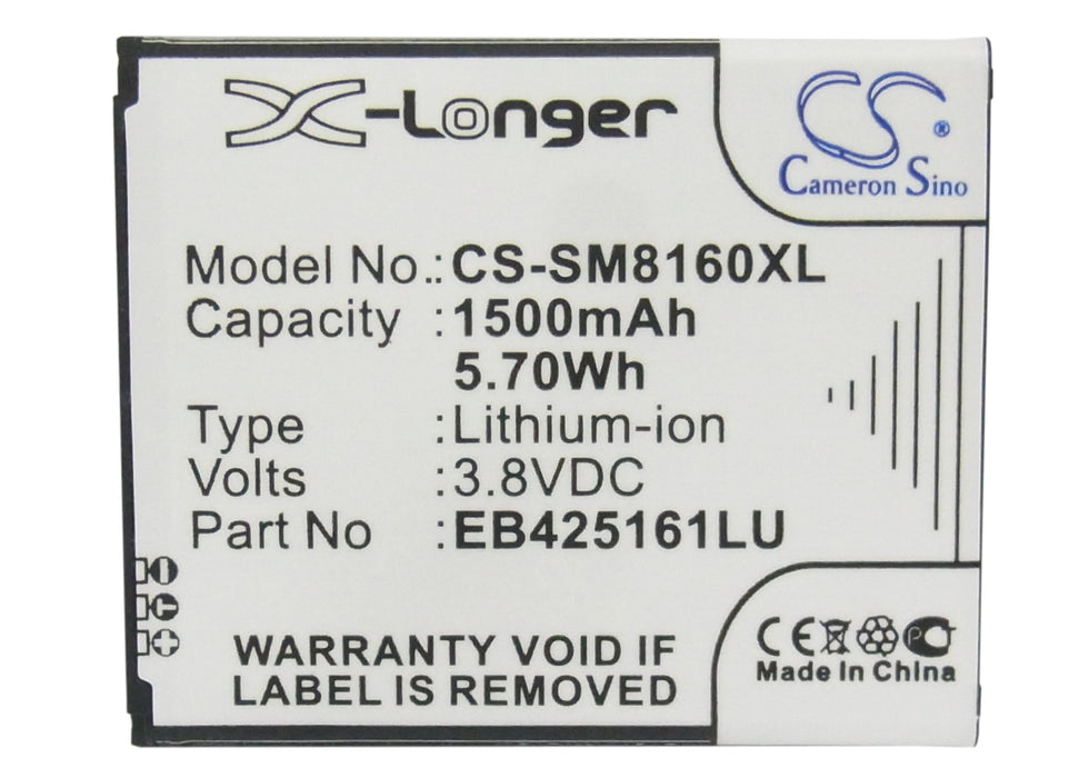 CS-SM8160XL : Battery for Samsung Galaxy Ace 2, GT-I8160, GT-I8160P and others - Replaces Samsung EB425161LU, EB425161LA