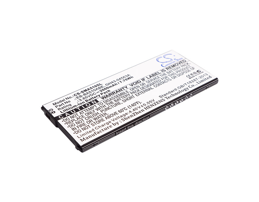 CS-SMA510SL : Battery for Samsung Galaxy A5 2016 Duos, SM-A510Y/DS, SM-A510F and others - Replaces Samsung EB-BA510ABE, GH43-04563A