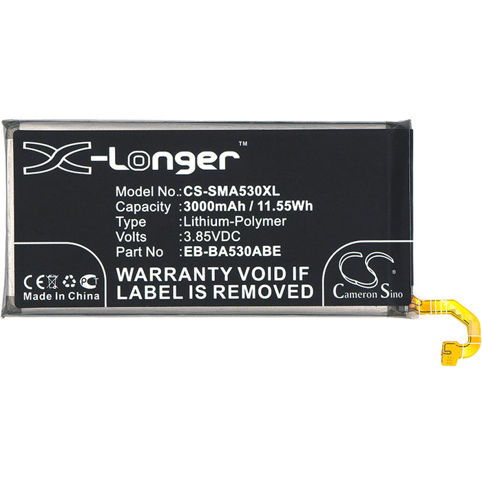 CS-SMA530XL : Battery for Samsung Galaxy A8 2018, Galaxy A8 2018 TD-LTE, SM-A530 and others - Replaces Samsung EB-BA530ABE