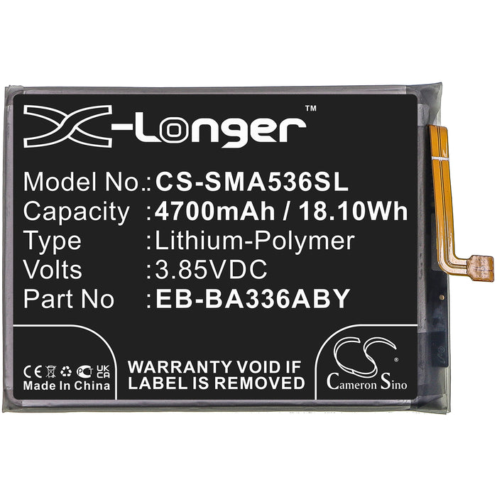 CS-SMA536SL : Battery for Samsung Galaxy A53 5G 2022, SM-A536U, SM-A536U1 and others - Replaces Samsung EB-BA336ABY, EB-BA536ABY, GH82-28027A and others