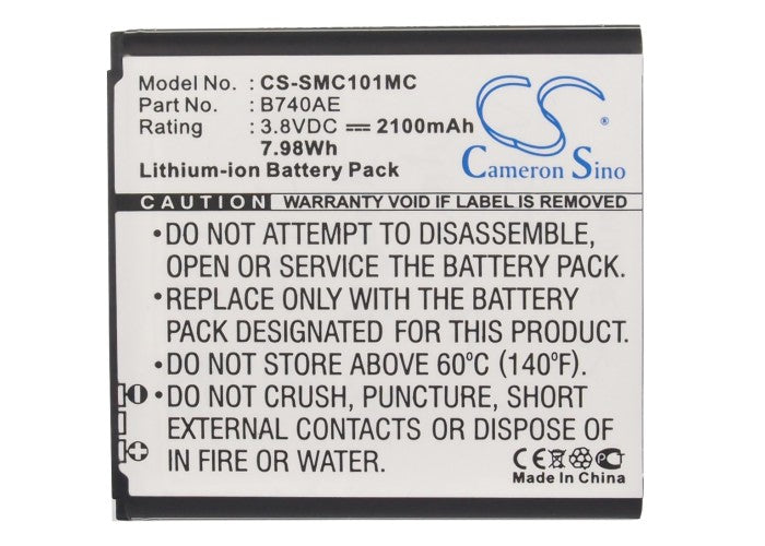 CS-SMC101MC : Battery for Samsung Galaxy S4 Zoom LTE, SM-C1010, S4 Zoom and others - Replaces Samsung B740AE, B740AC, EB-K740AEWEG