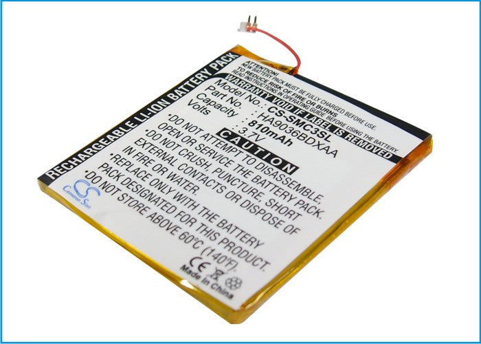 CS-SMC3SL : Battery for Samsung YP-CP3, YP-CP3AB/XSH (4G), YP-CP3AB/XSH (8G) and others - Replaces Samsung HA9036BDXAA