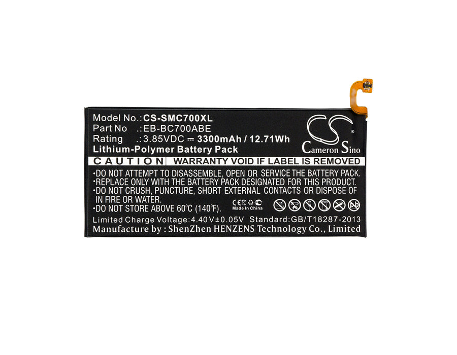 CS-SMC700XL : Battery for Samsung Galaxy C7, Galaxy C7 Duos, SM-C7000 and others - Replaces Samsung EB-BC700ABE, EB-BC700ABA, EB-BC701ABE