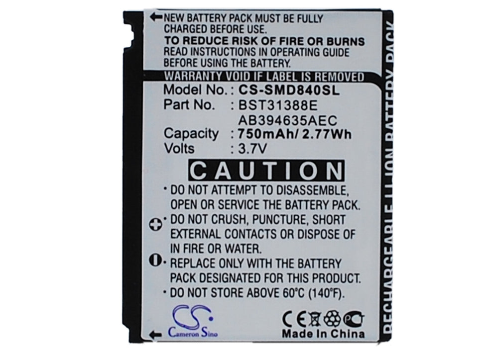 CS-SMD840SL : Battery for Samsung SGH-D848, SGH-D840, M359 - Replaces Samsung AB394635AEC/STD, AB394635CC, BST31388E