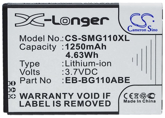 CS-SMG110XL : Battery for Samsung SM-G110, SM-G110B, SM-G110H and others - Replaces Samsung EB-BG110ABE