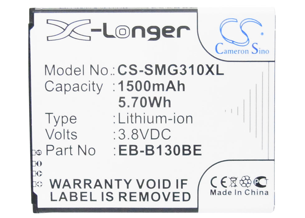 CS-SMG310XL : Battery for Samsung SM-G310, SM-G310A, SM-G310H and others - Replaces Samsung EB-B130BE, EB-BG313BBE, GH43-04256A