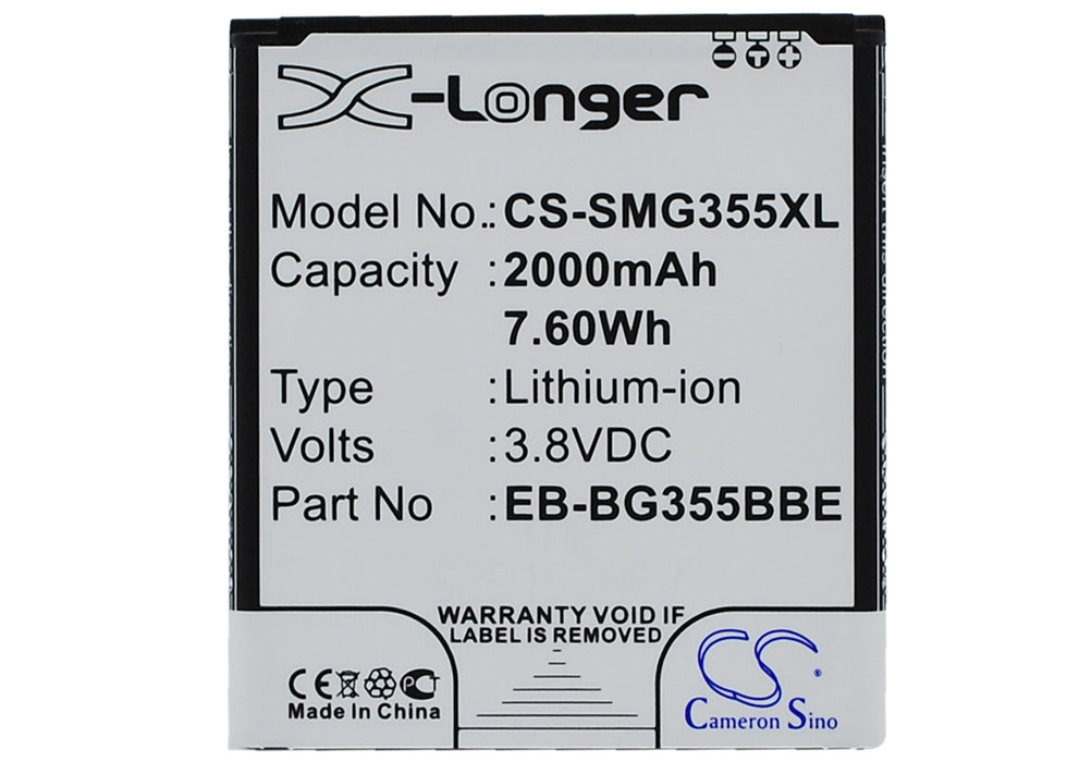 CS-SMG355XL : Battery for Samsung SM-G355, SM-G355H, Galaxy Core 2 and others - Replaces Samsung EB-BG355BBE