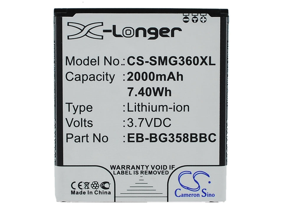 CS-SMG360XL : Battery for Samsung SM-G3588, SM-G3588V, SM-G3588D and others - Replaces Samsung EB-BG358BBC, EB-BG358BBE