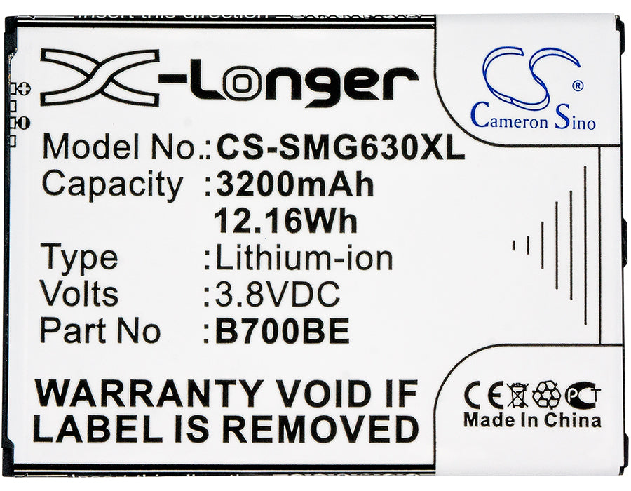 CS-SMG630XL : Battery for Samsung GT-I9200, GT-i9205, Galaxy Mega 6.3 LTE 8GB and others - Replaces Samsung B700BE, B700BU, B700BC and others