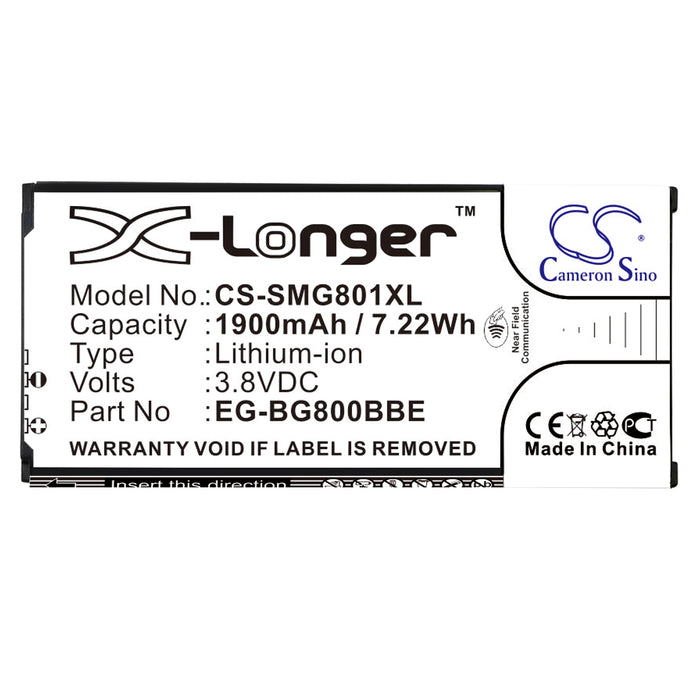 CS-SMG801XL : Battery for Samsung Galaxy S5 Mini, SM-G800F, SM-G800Y and others - Replaces Samsung EG-BG800BBE, EB-BG800BBE, EB-BG800CBE