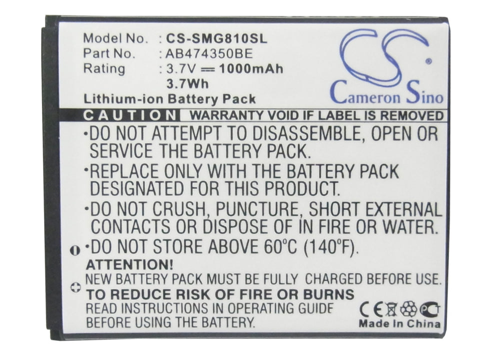 CS-SMG810SL : Battery for Samsung SGH-G810, SGH-D780, SGH-i550 and others - Replaces Samsung AB474350BE, AB474350BEC, AB474350BA and others