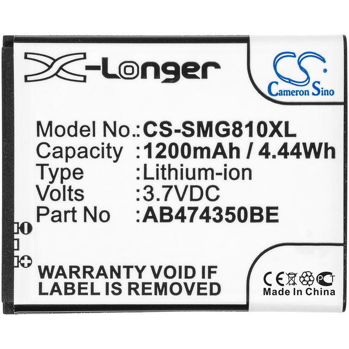 CS-SMG810XL : Battery for Samsung SGH-G810, SGH-D780, SGH-i550 and others - Replaces Samsung AB474350DE, AB474350BE, AB474350BU and others