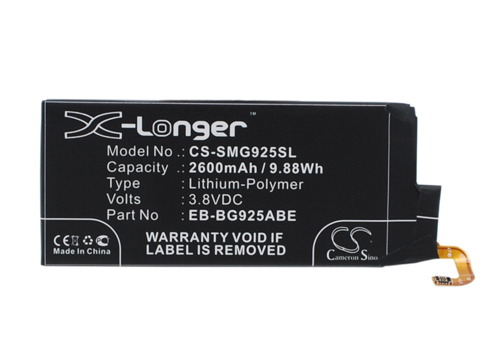 CS-SMG925SL : Battery for Samsung Galaxy S6 Edge, SM-G925, SM-G9250 and others - Replaces Samsung EB-BG925ABE, GH43-04420A, GH43-04420B and others