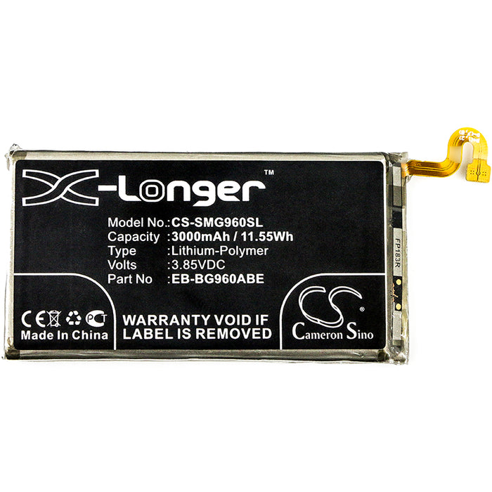 CS-SMG960SL : Battery for Samsung Galaxy S9, Galaxy S9 Duos, SM-G960 and others - Replaces Samsung EB-BG960ABE