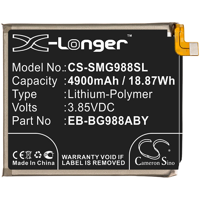 CS-SMG988SL : Battery for Samsung Galaxy S20 Ultra, Galaxy S20 Ultra 5G, SM-G988Q and others - Replaces Samsung EB-BG988ABY