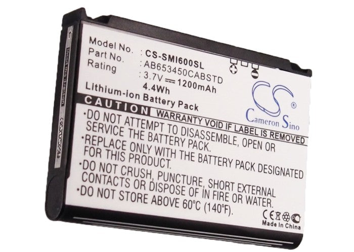 CS-SMI600SL : Battery for Samsung SGH-i607, SGH-i600, BlackJack and others - Replaces Samsung AB653450CABSTD, AB653450CAB, AB653450CE and others