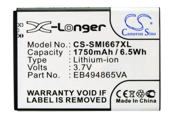 CS-SMI667XL : Battery for Samsung SGH-I667, Focus 2 - Replaces Samsung EB494865VA