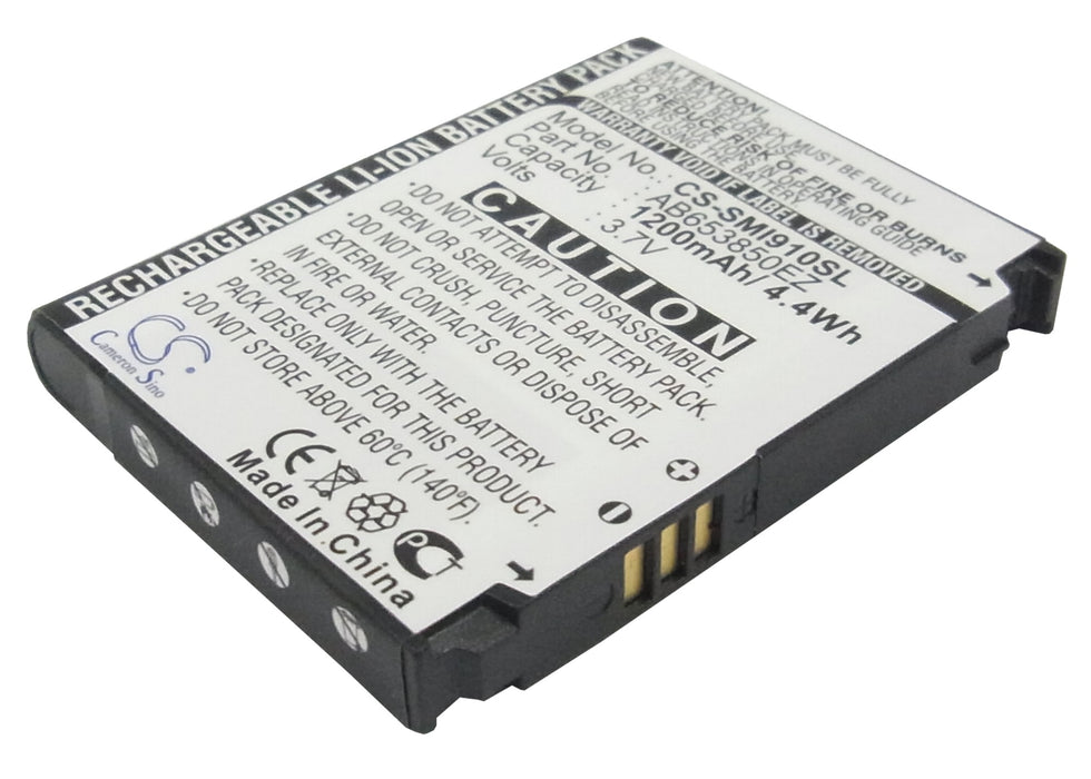 CS-SMI910SL : Battery for Verizon Omnia i910 - Replaces Samsung AB653850EZBSTD, AB653850EZ, AB663450EZ and others