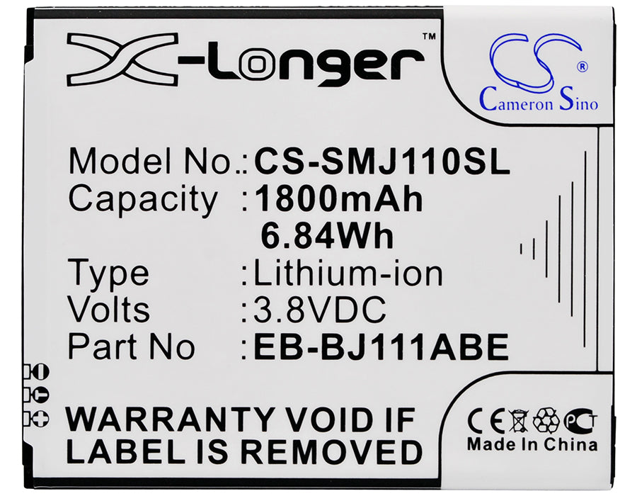 CS-SMJ110SL : Battery for Samsung Galaxy J1 Ace VE Duos, Galaxy J1 Ace VE Duos LTE, SM-J111M/DS and others - Replaces Samsung EB-BJ111ABE, EB-BJ111FBK