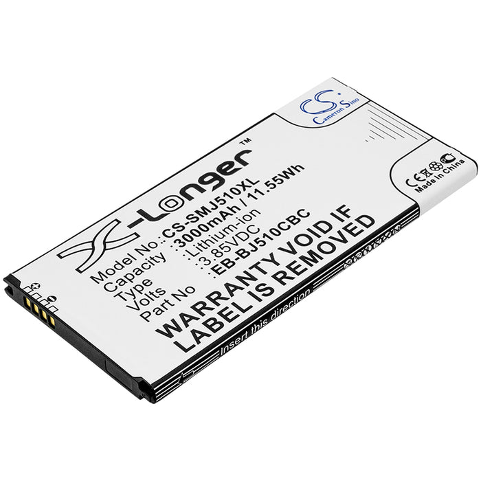 CS-SMJ510XL : Battery for Samsung SM-J5108, SM-J5109, Galaxy J5 6 Duos and others - Replaces Samsung EB-BJ510CBC, EB-BJ510CBE, GH43-04601A and others