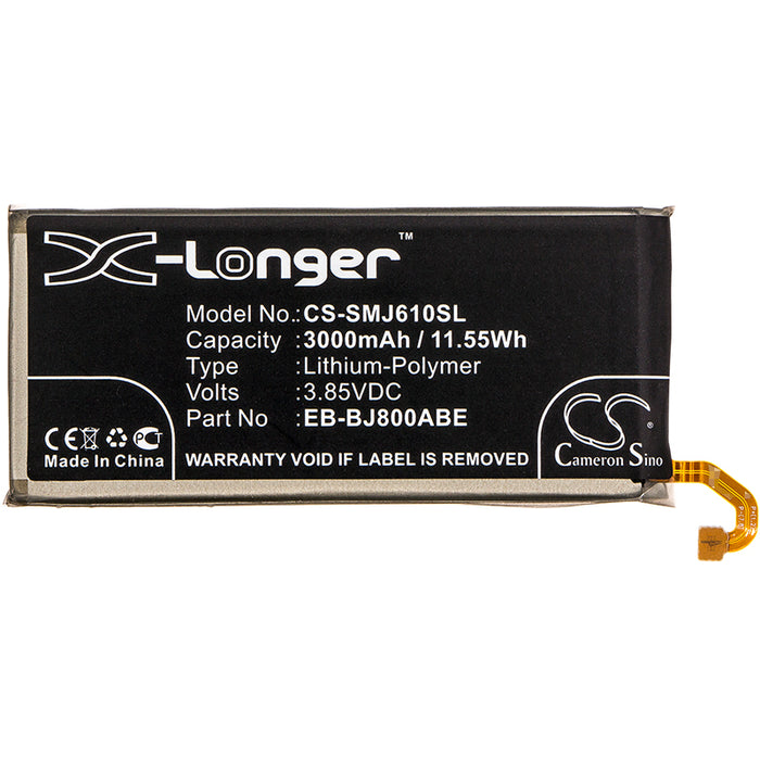 CS-SMJ610SL : Battery for Samsung SM-J600L, SM-J600N, SM-J600F and others - Replaces Samsung EB-BJ800ABE, GH82-16479A