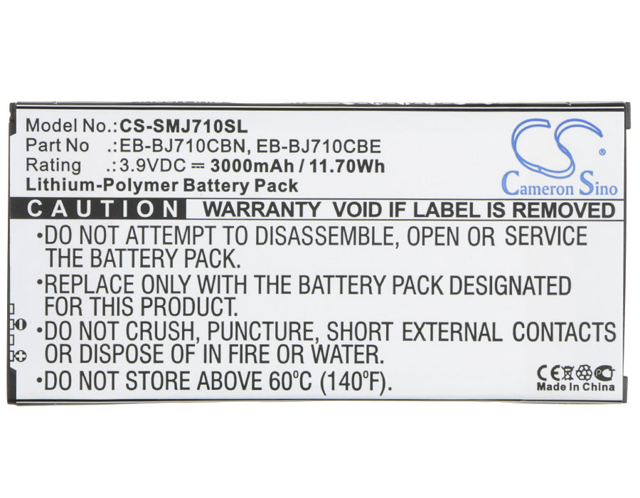 CS-SMJ710SL : Battery for Samsung SM-J7109, SM-J7108, Galaxy J7 6 Duos TD-LTE and others - Replaces Samsung EB-BJ710CBN, EB-BJ710CBE, GH43-04599A and others