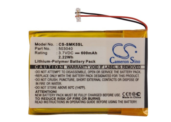 CS-SMK5SL : Battery for Samsung YP-K5, YP-K5J - Replaces Samsung 503040