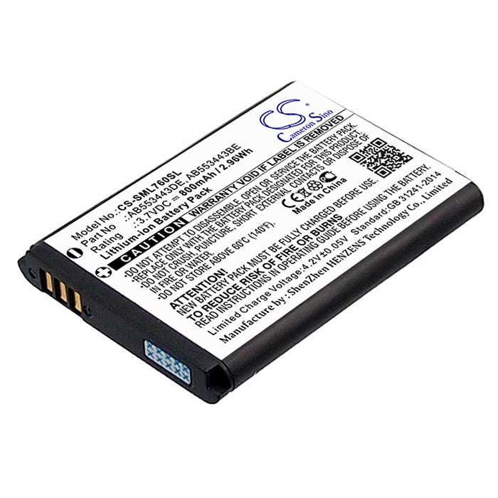 CS-SML760SL : Battery for Samsung SGH-L760, SGH-L768, SGH-Z620 - Replaces Samsung AB553443DE, AB553443BE